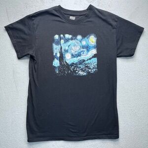Brisco Brands Black T Shirt Vincent Van Gogh Starry Night Print Mens Medium